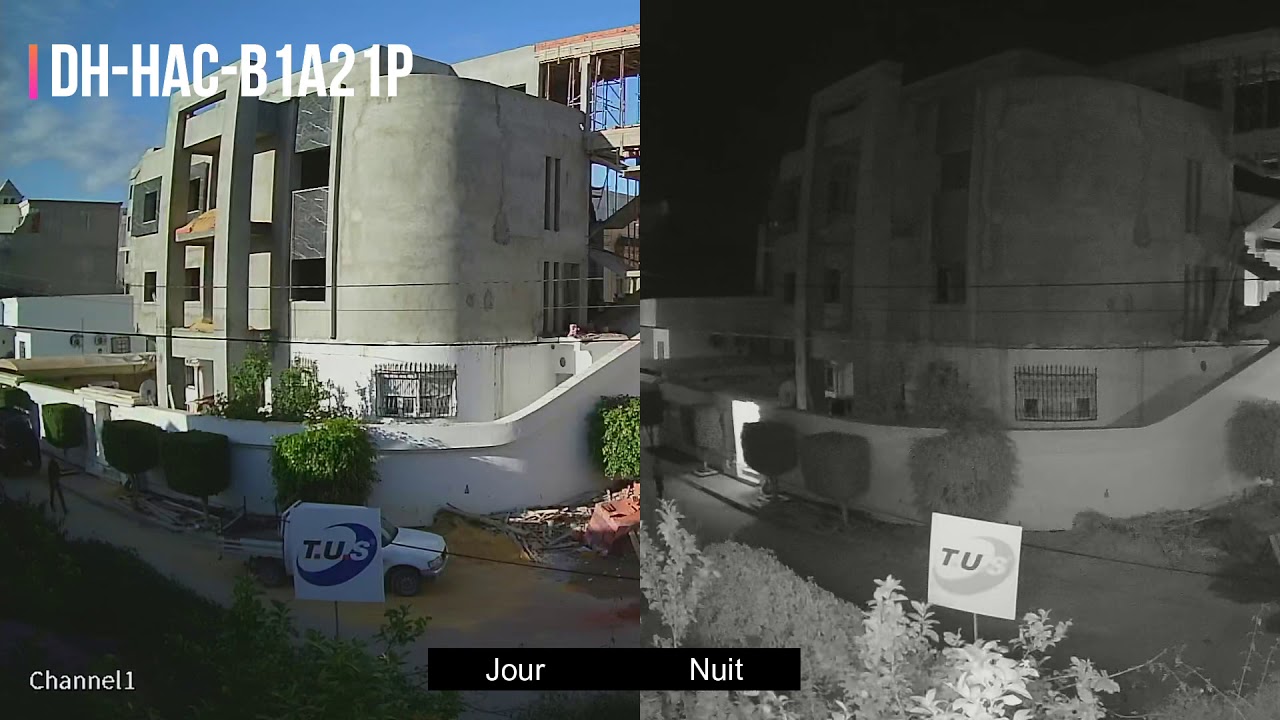 Security camera alerting intruder